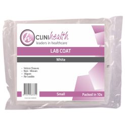 Lab Coat - Non Woven Pack of 10 White Velcro 30g - Small