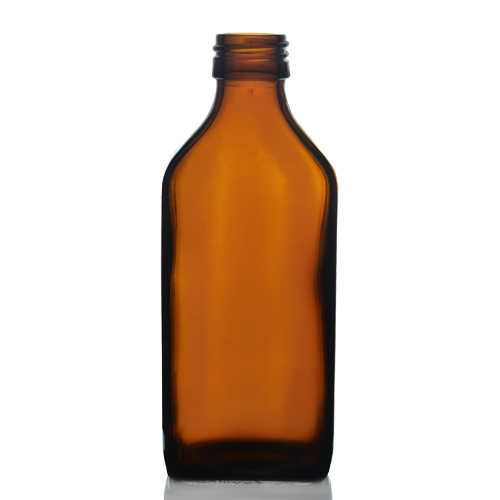 200ml-Rectangular-Amber-Glass-Bottle.jpg Bottle Rect Amber 200ml- Pack of 100 - Image 1