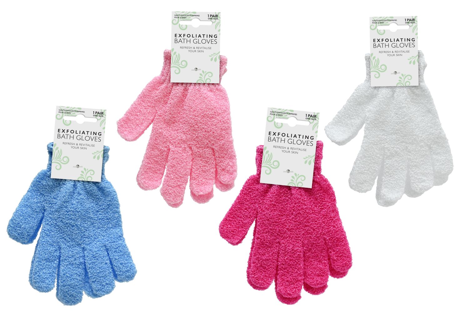 AG0002.jpg Exfoliating Gloves - 1 Pair – Assorted Colours - Image 1