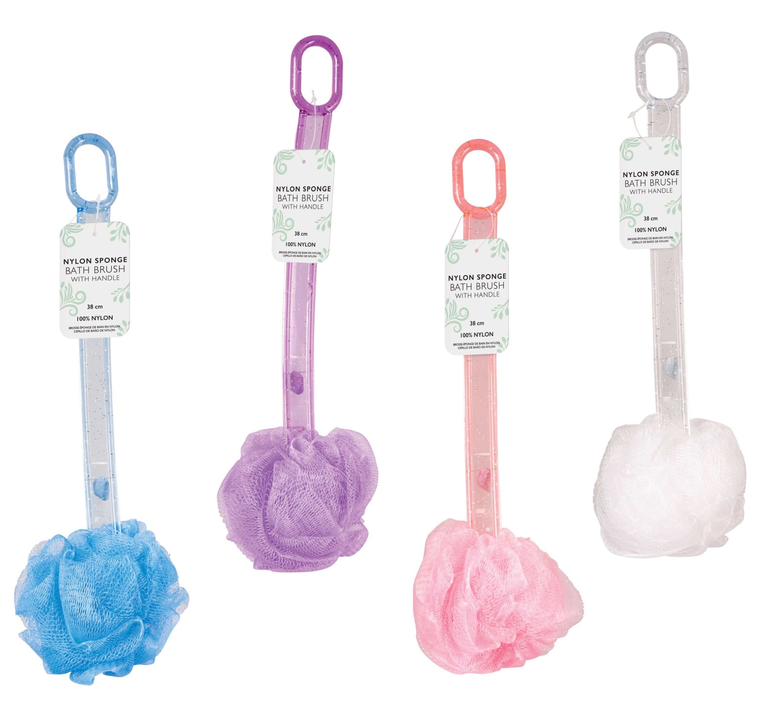 AG0223-scaled-1.jpg Bath Brush with Handle 38cm Single - Assorted Colours - Image 1