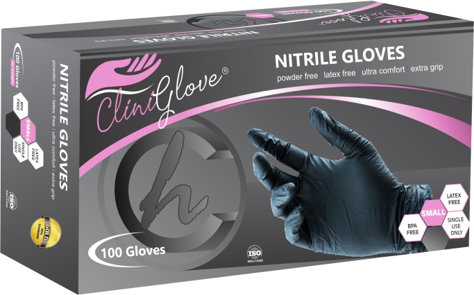 Black-Nitrile-Small.jpg Black Nitrile Gloves Powder-Free Small - Box of 100 - Image 1