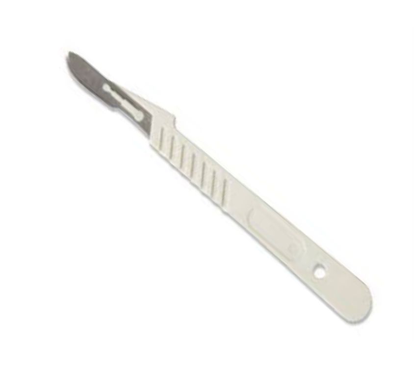 Blade-with-handle.jpg Surgical Blade No 10 Stainless Steel with Plastic Handle - Pack of 10 - Image 1