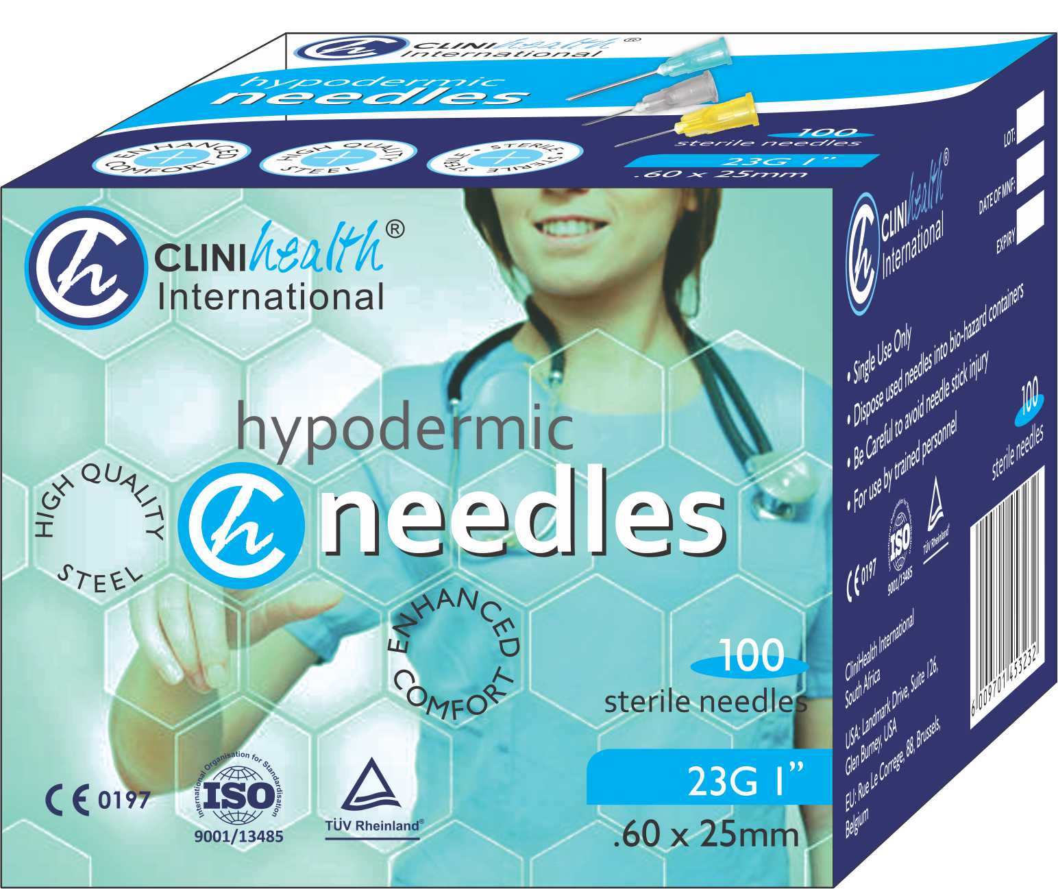 Needle-23Gx25mm-NDL23G6025CH.jpg Needle 23G 1 Inch (.60X.25) - Box of 100 - Image 1