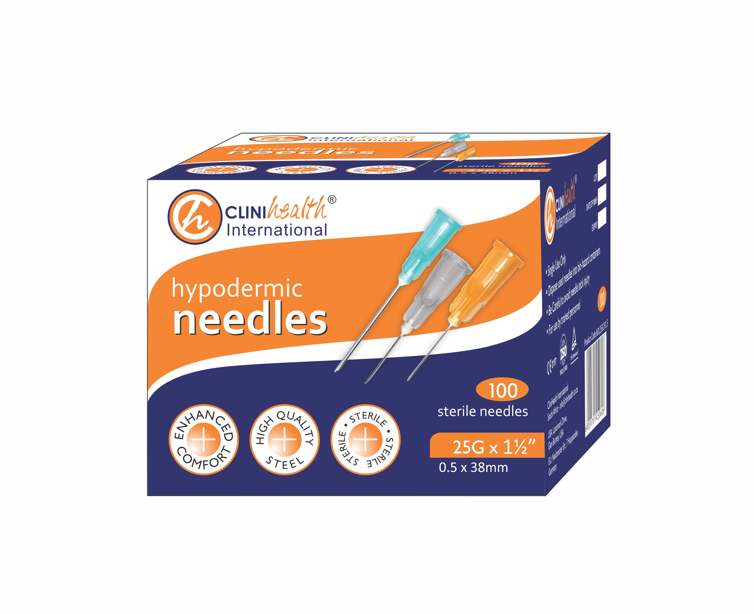 Needle-25g-0.5-x-38mm-NDL25GCH1.5-1.jpg Needles 25G Hypodermic 1 & 1/2 inch (0.50 x38mm) - Pack of 100 - Image 1