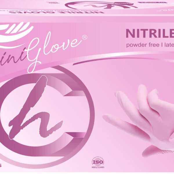 Pink Nitrile Gloves Powder-Free Medium - Box of 100