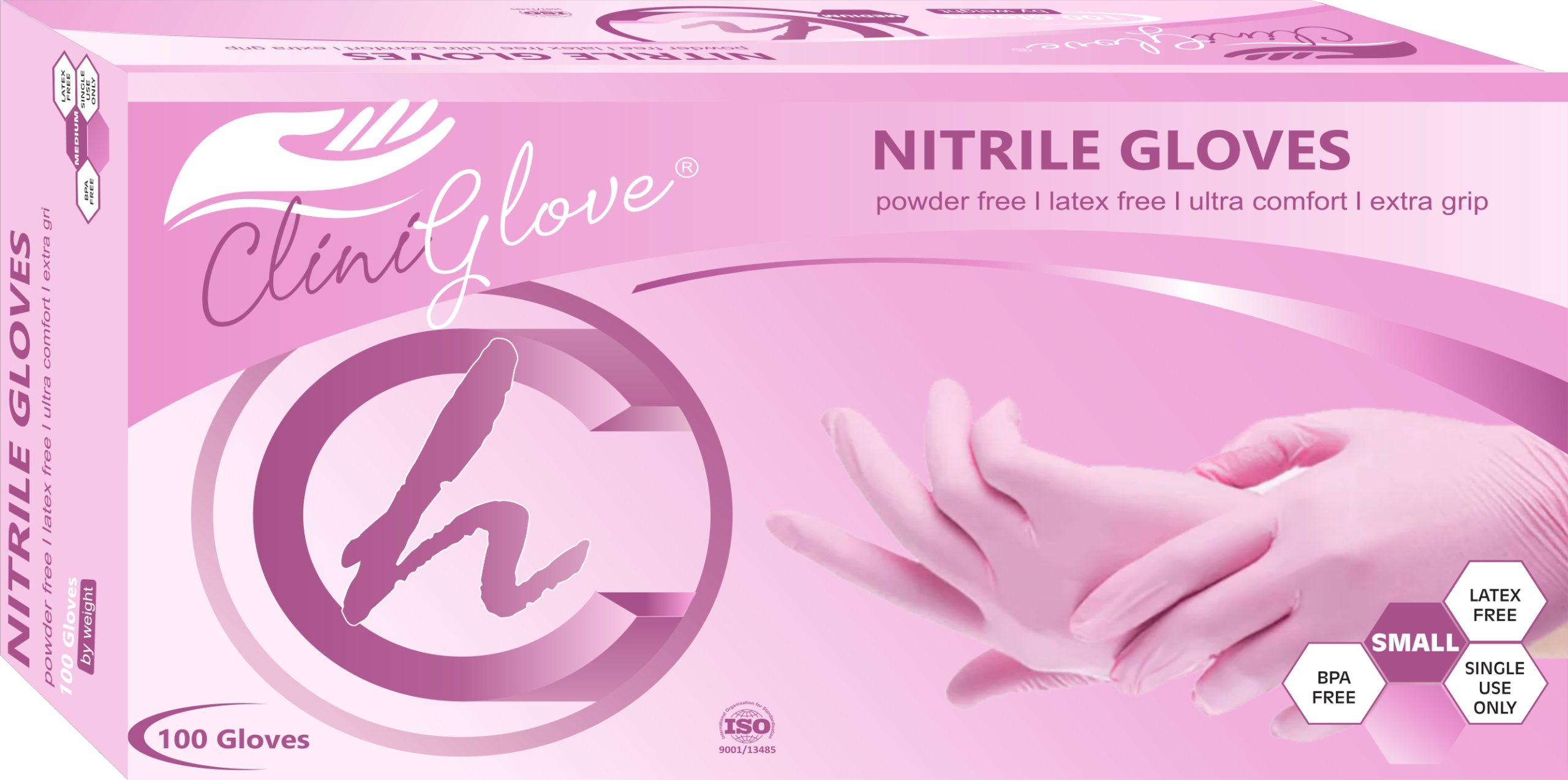 Nitrile-Pink-Small-3d-scaled-1.jpg Pink Nitrile Gloves Powder-Free Small - Box of 100 - Image 1