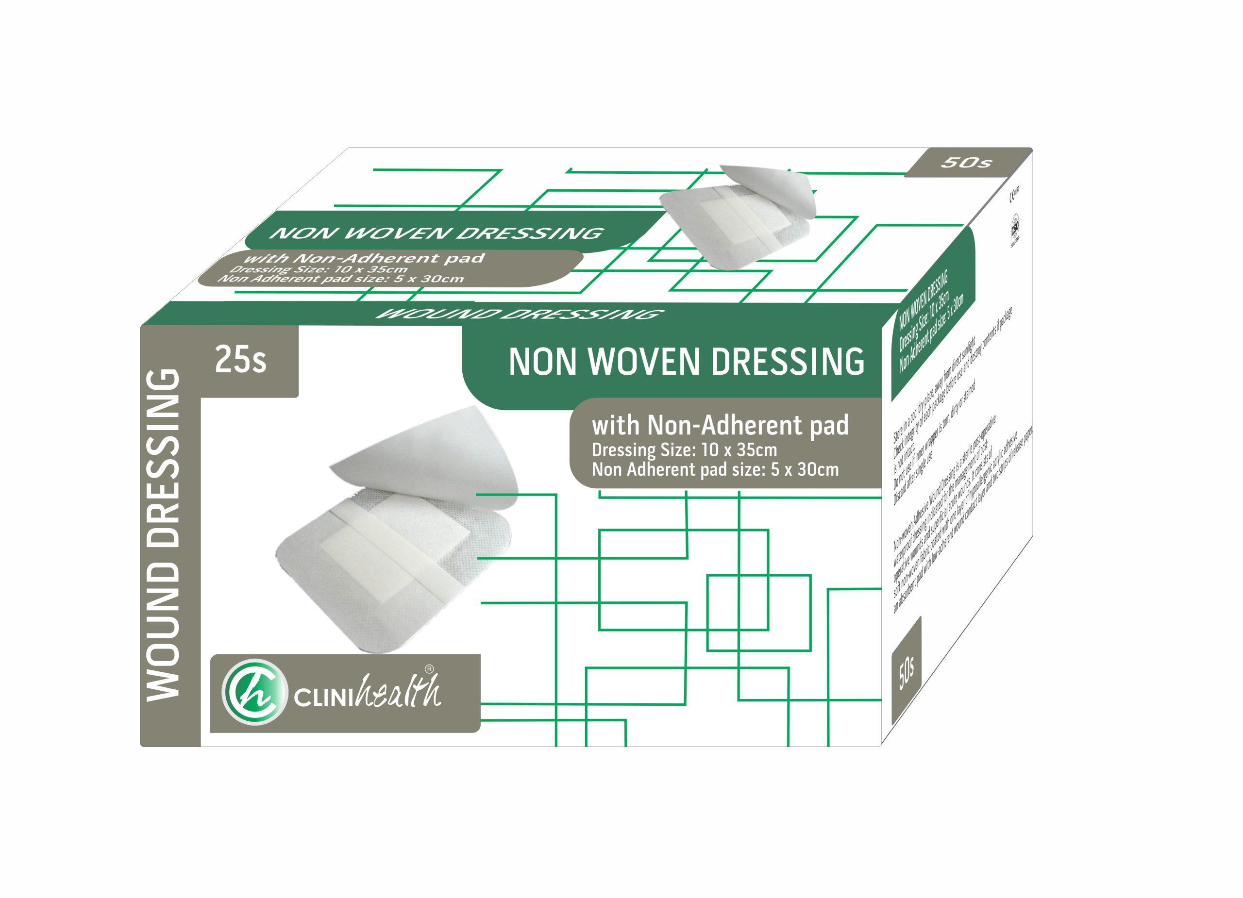 Non-Woven-Dressing-10x35cm-scaled-1.jpg Dressing Non-Woven with Pad 10x35cm – Box of 25 - Image 1