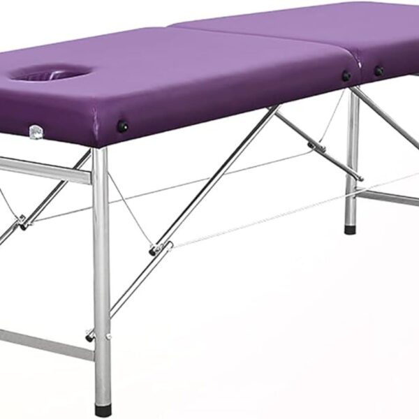 Massage Bed with Bag Foldable Aluminum – with Backlift Function Purple