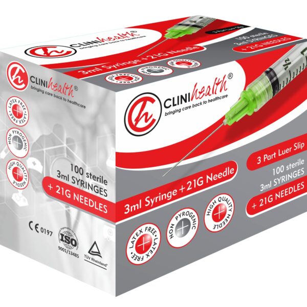 Syringe 3ml with 21g Needle - Box of 100