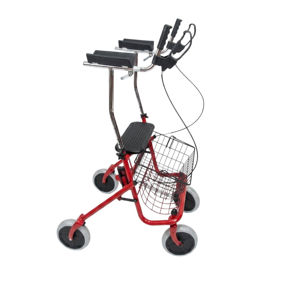 4-Wheel-Rollator-with-Armrest-2.png 4-Wheel Rollator with Armrests & Forearm Support – Red - Image 1