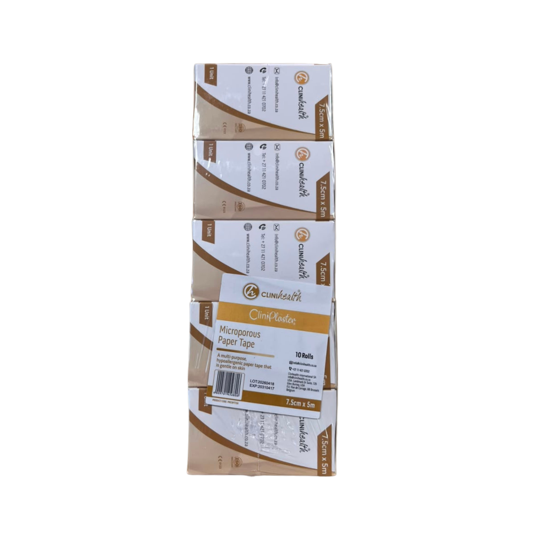 Microporous Tape 7.5cm x 5m - 10 rolls Microporous Paper Tape 7.5cm x 5m – Pack of 6 - Image 1