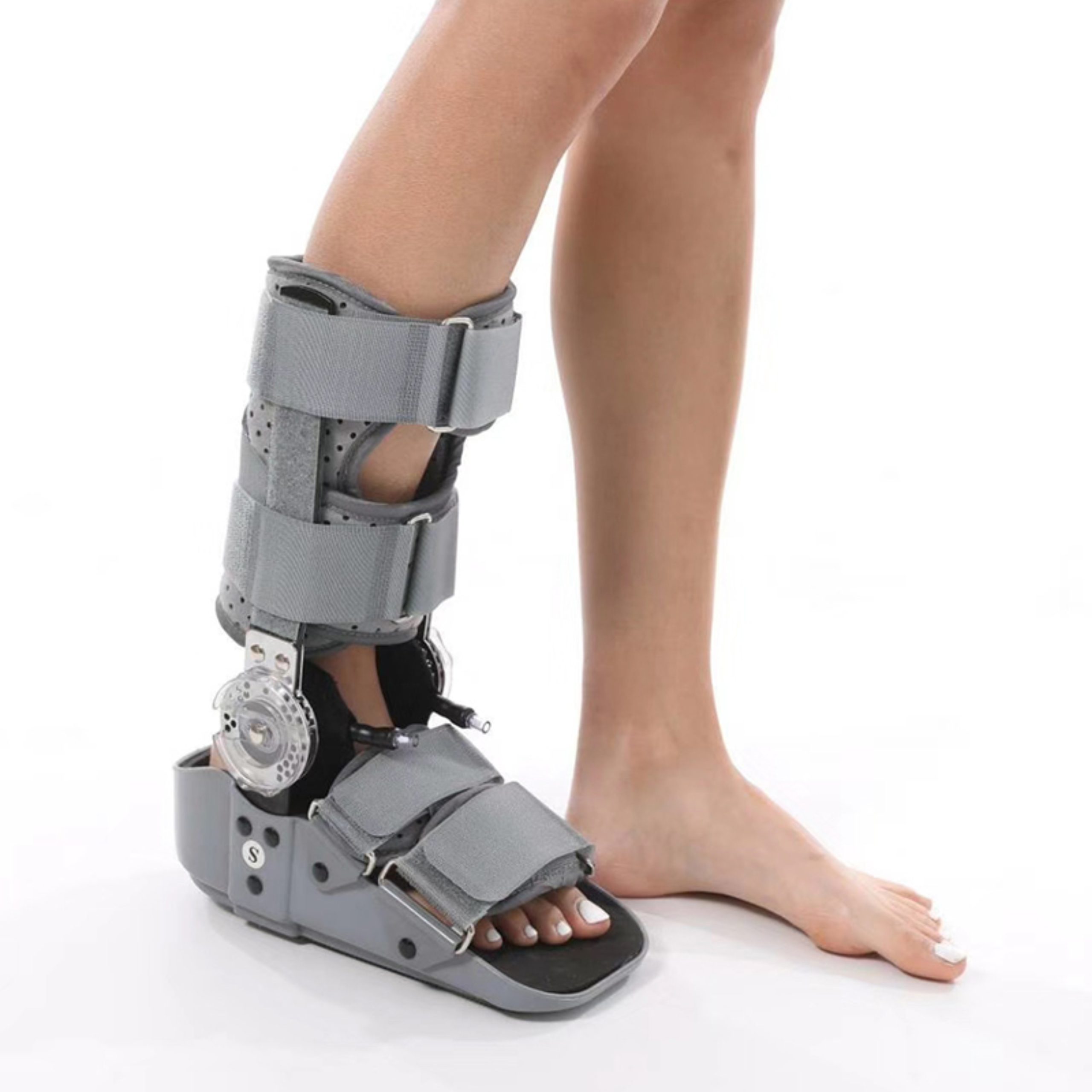 Walker Moon Boot Long Adjustable Fixation Brace DH VIII Grey with pump action Walker Moon Boot Long Adjustable Fixation Brace DH VIII BLACK with pump action - Medium - Image 1